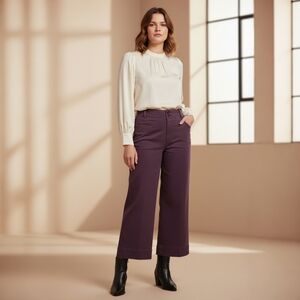 DU/ER Lux Twill High Rise Trousers – Wide Leg Comfort Stretch Pants - W27 L26